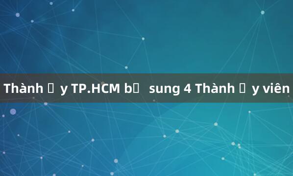 Thành ủy TP.HCM bổ sung 4 Thành ủy viên