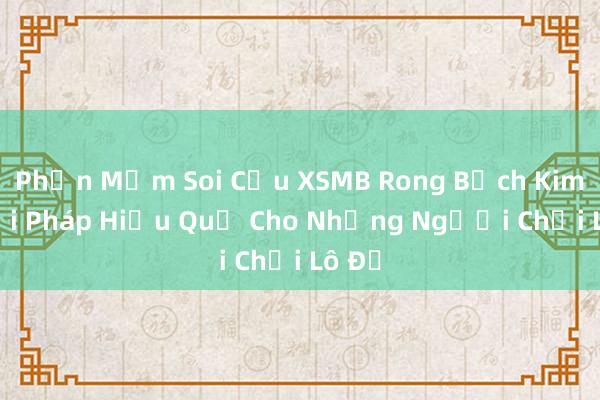 Phần Mềm Soi Cầu XSMB Rong Bạch Kim_ Giải Pháp Hiệu Quả Cho Những Người Chơi Lô Đề