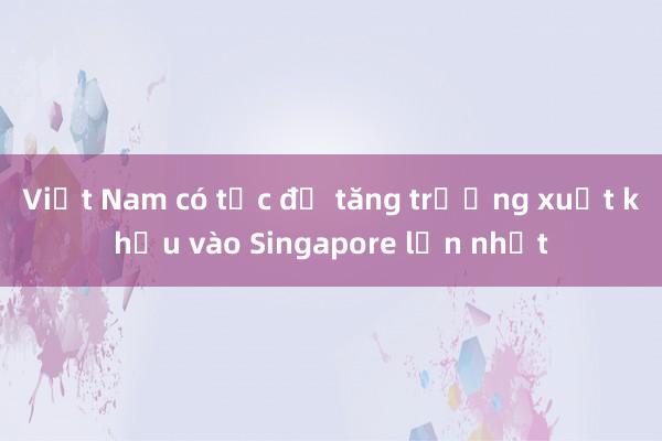 Việt Nam có tốc độ tăng trưởng xuất khẩu vào Singapore lớn nhất